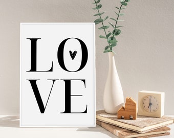 Love Printable Wall Art, Love Print, Love Word Printable, Minimalist Wall Art, Typography Poster, Gift for Her, Gift for Mom, Love Poster