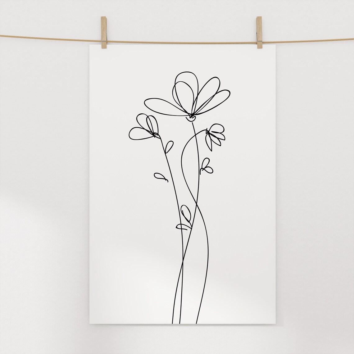 Flower Line Art Printable Minimalist Line Drawing Art | Etsy