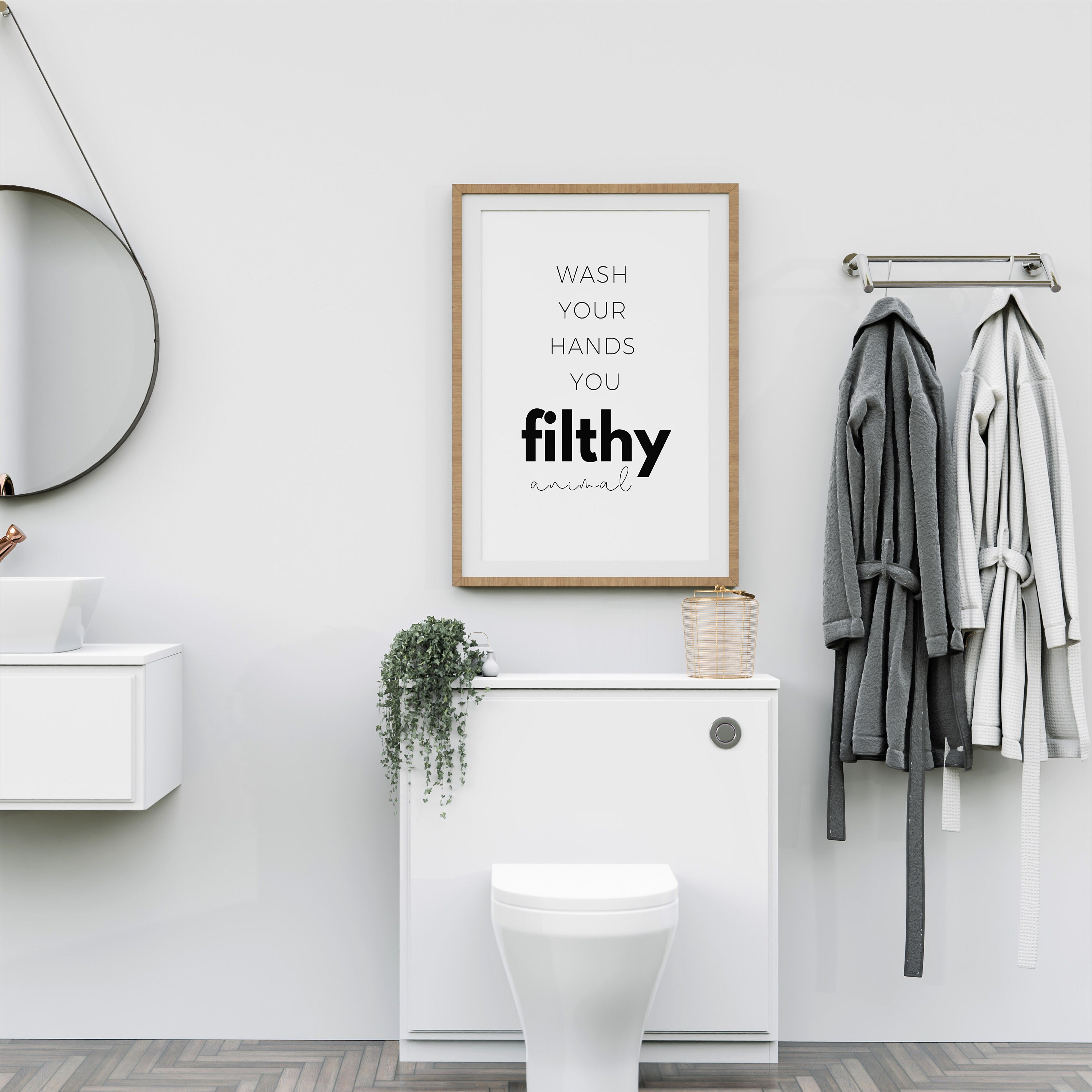 Wash Your Hands You Filthy Animal Printable Wall Art Funny Etsy