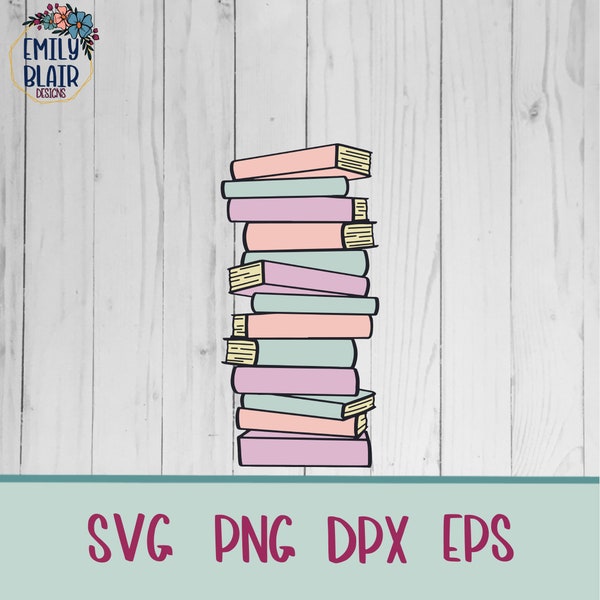 Book Stack SVG cut files for Cricut and Silhouette, svg PNG, dxf, eps, jpg, book stack svg, book lover design