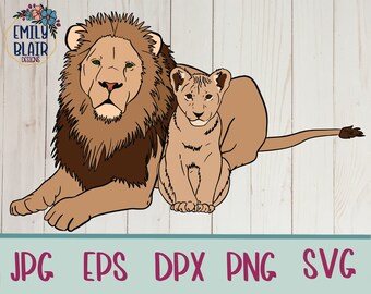 Lion And Cub Svg Etsy