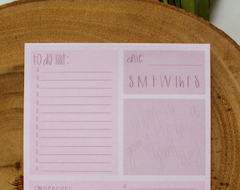 Pink To do and Groceries Daily Notepad