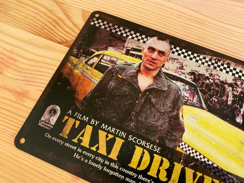 Tin Sign Taxi Driver Vintage Sign Metal Plaque Robert De Niro Metal Sign Cinema Movie Poster Home Pub Bar Cafe Man Cave