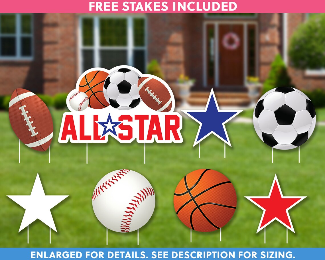 All Star Sports Lawn Signs Package All Star Yard Sign Etsy