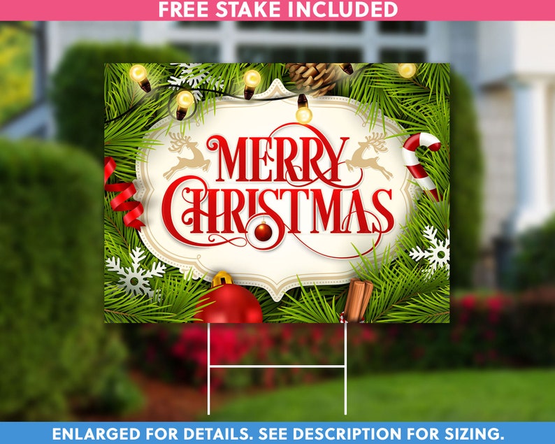 Merry Christmas 18 X 24 Yard Card Christmas Lawn - Etsy