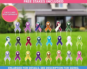 Support Ribbon Lawn Sign | Cancer Awareness Yard Sign | Ribbon Support Lawn Decorations | Support Our Troops