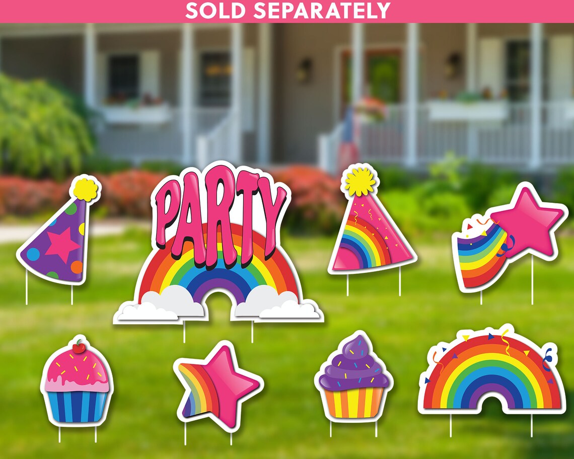 Colorful Birthday Lawn Signs Package 8 Count Birthday Lawn Etsy