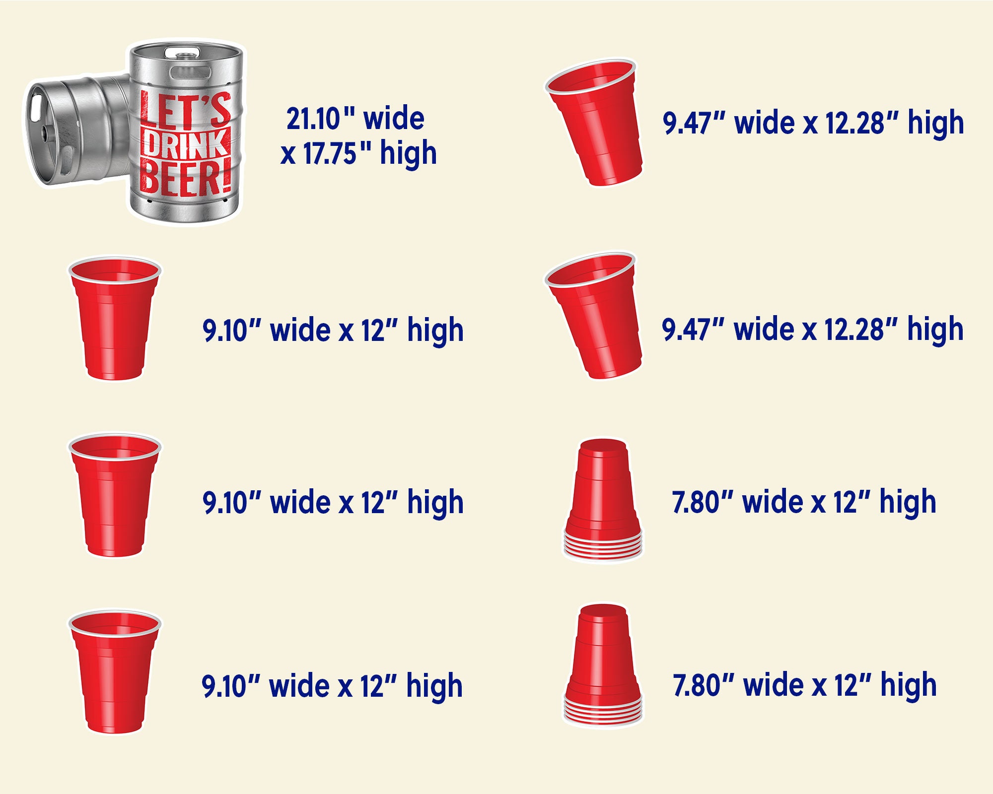 Beer Keg and Red Cups Lawn Sign Package Let's Drink Beer Etsy