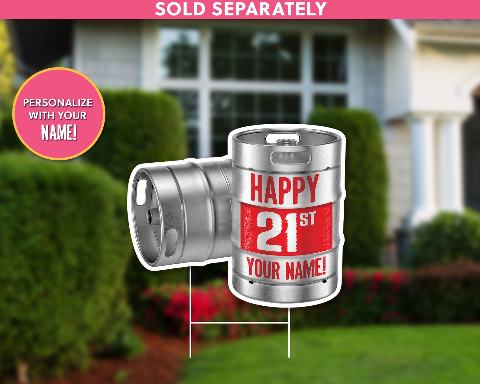 Beer Keg and Red Cups Lawn Sign Package Let's Drink Beer Etsy