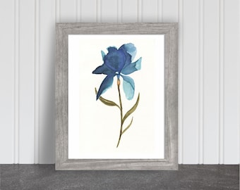 Iris bleu aquarelle