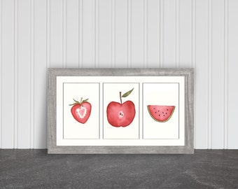 Red Fruit Watercolor Paintings