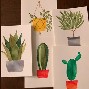 Usine d’aquarelle et cartes De Cactus