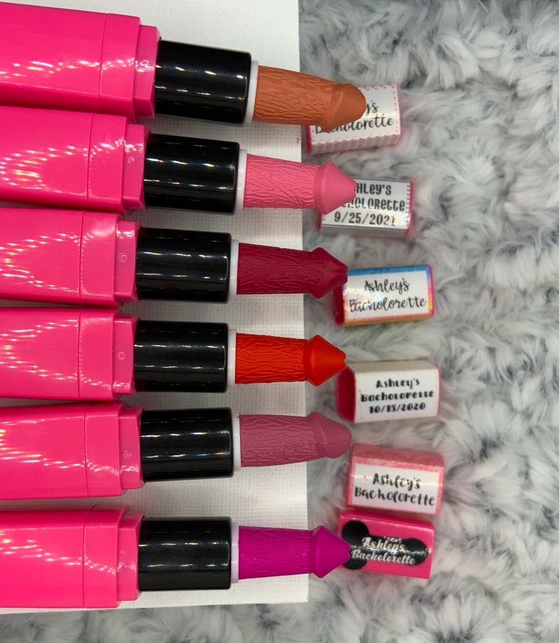 Custom Penis Lipsticks! Labeled Penis Lipsticks - Great for Bachelorette Parties! 