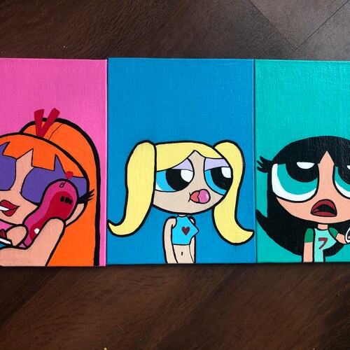 Powerpuff Girls 3 Pack 5x7 Acrylic Paintings Etsy Canada