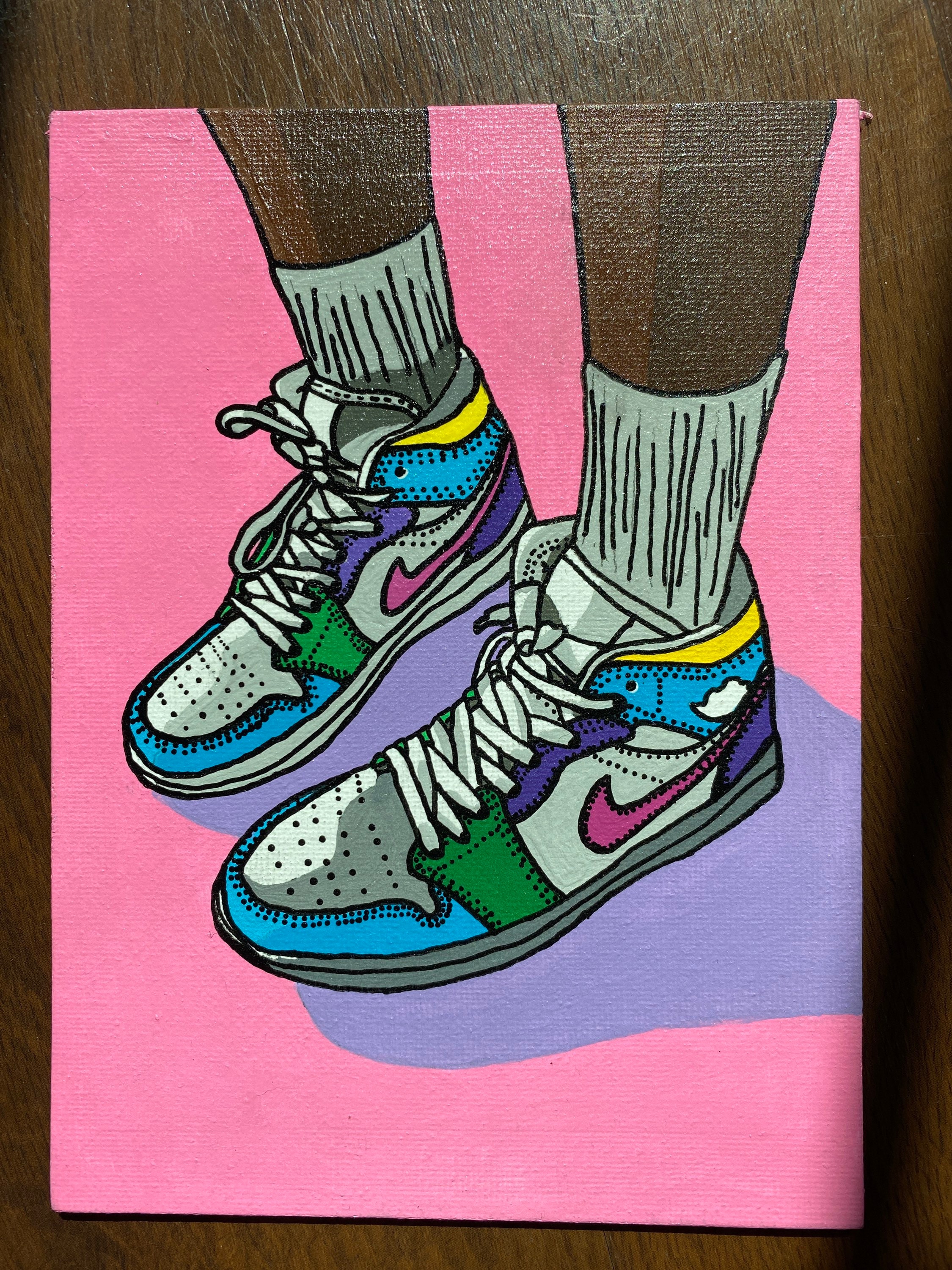 historie Generator blødende Nike Sneakers 5x7 Acrylic Painting - Etsy