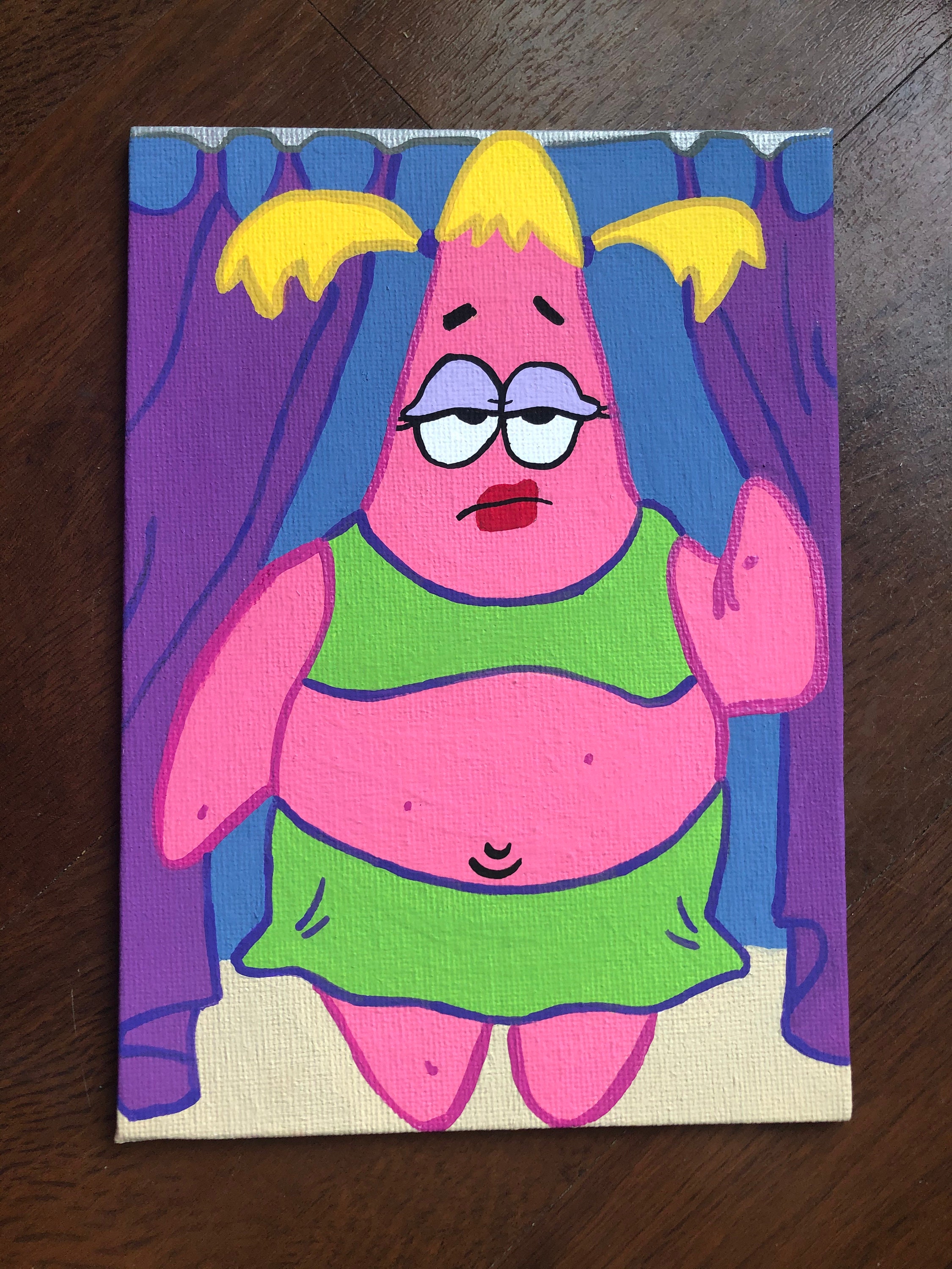 Patricia Spongebob 5x7 Acrylic Painting Etsy