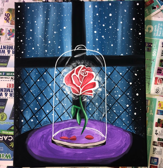 Beauty And The Beast Rose Acrylic Painting Etsy