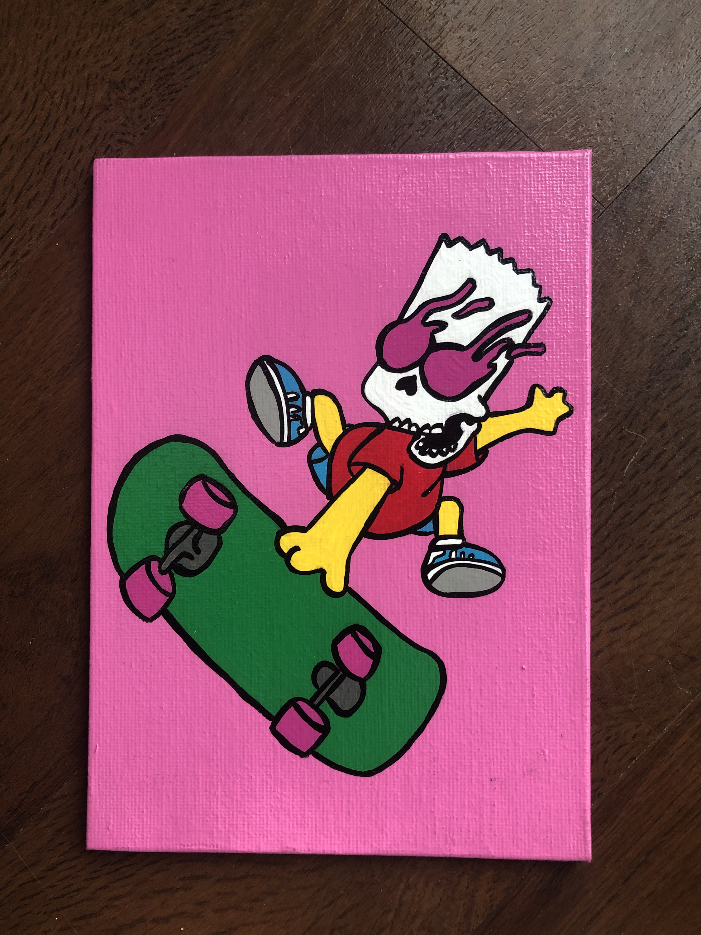Halloween Vergelijkbaar Ploeg Bart Simpson Skateboard 5x7 Acrylic Painting - Etsy