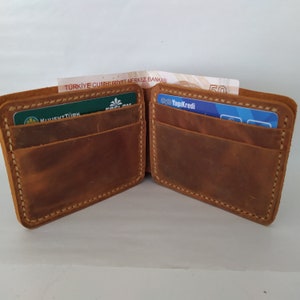 Portefeuille en cuir authentique, portefeuille pliable, porte-cartes fabriqués à la main, porte-cartes en cuir et portefeuille, portefeuille pliable