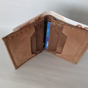 Portefeuille en cuir authentique, portefeuille pliable, porte-cartes fabriqués à la main, porte-cartes en cuir et portefeuille, portefeuille pliable brun