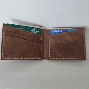 Portefeuille en cuir authentique, portefeuille pliable, porte-cartes fabriqués à la main, porte-cartes en cuir et portefeuille, portefeuille pliable brun