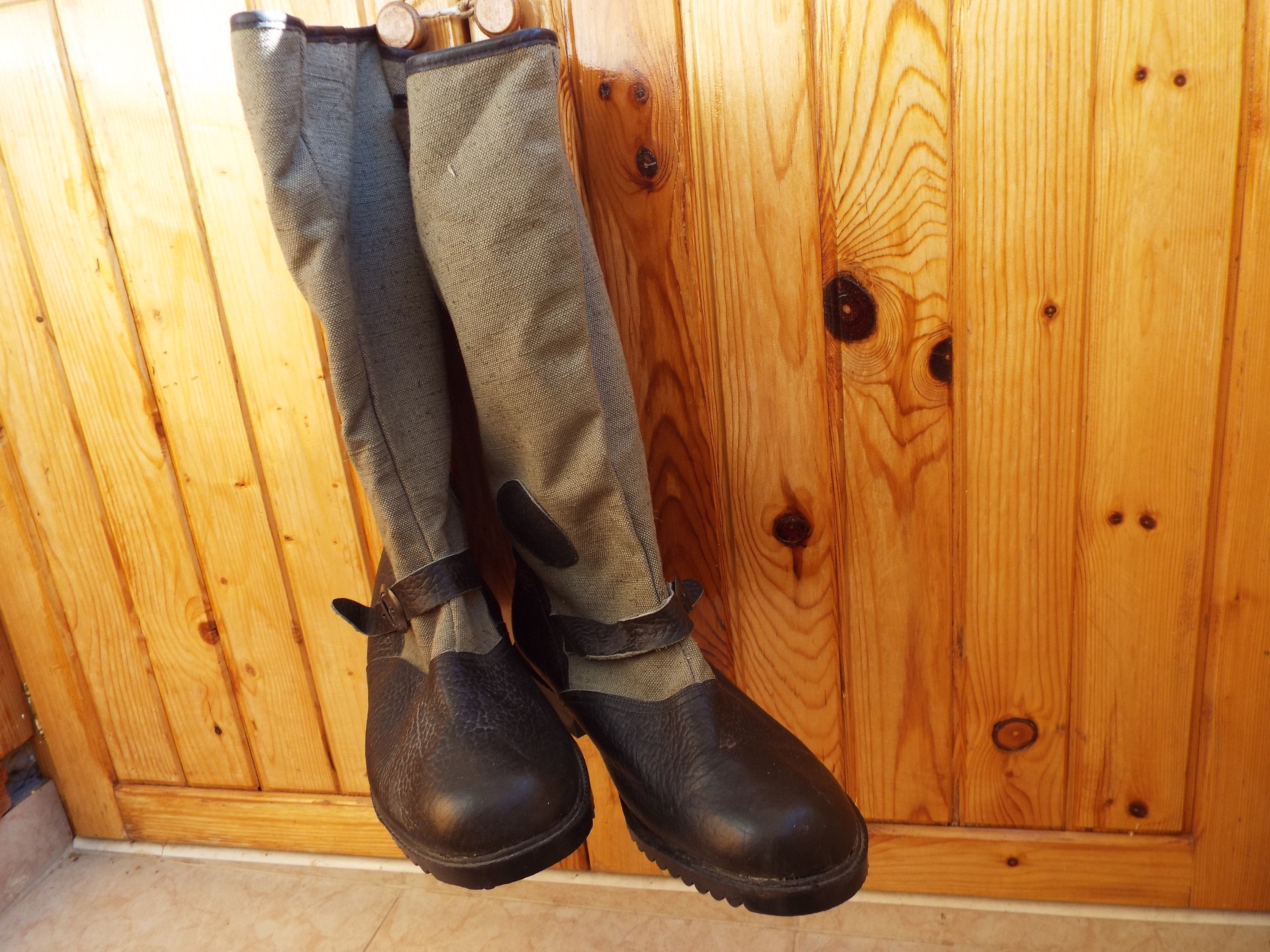 mens leather canvas boots