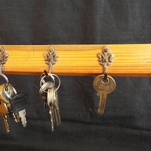 vintage wooden key holder, rustic hall decor, wood hook display, hall hook, key storage, wall hooks, wooden wall hook, entryway hanger