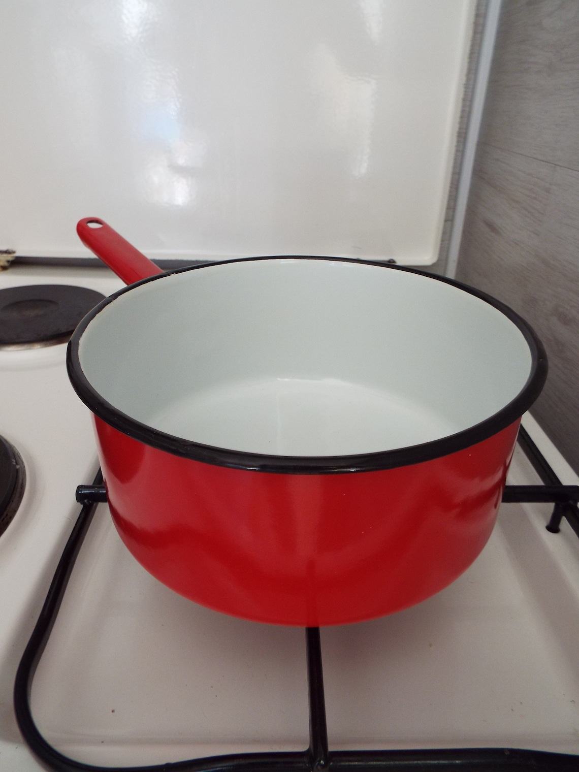2 Vintage Enamel Cooking Pots/red Enamel Saucepans/vintage Etsy New