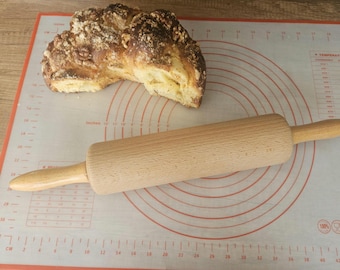 Rodillo de madera clásico vintage – Rodillo de madera de haya – Utensilio de repostería artesanal – Imprescindible en la cocina para pasteles, pizzas y galletas