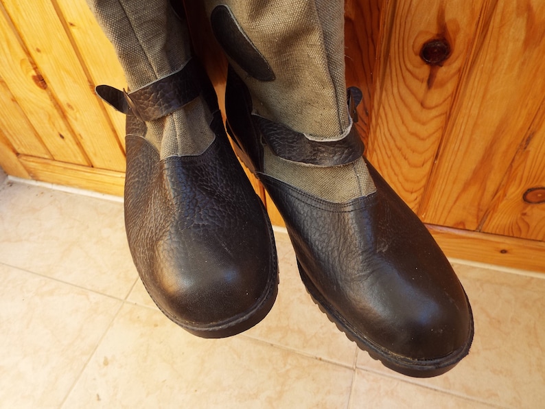 mens leather and canvas boots