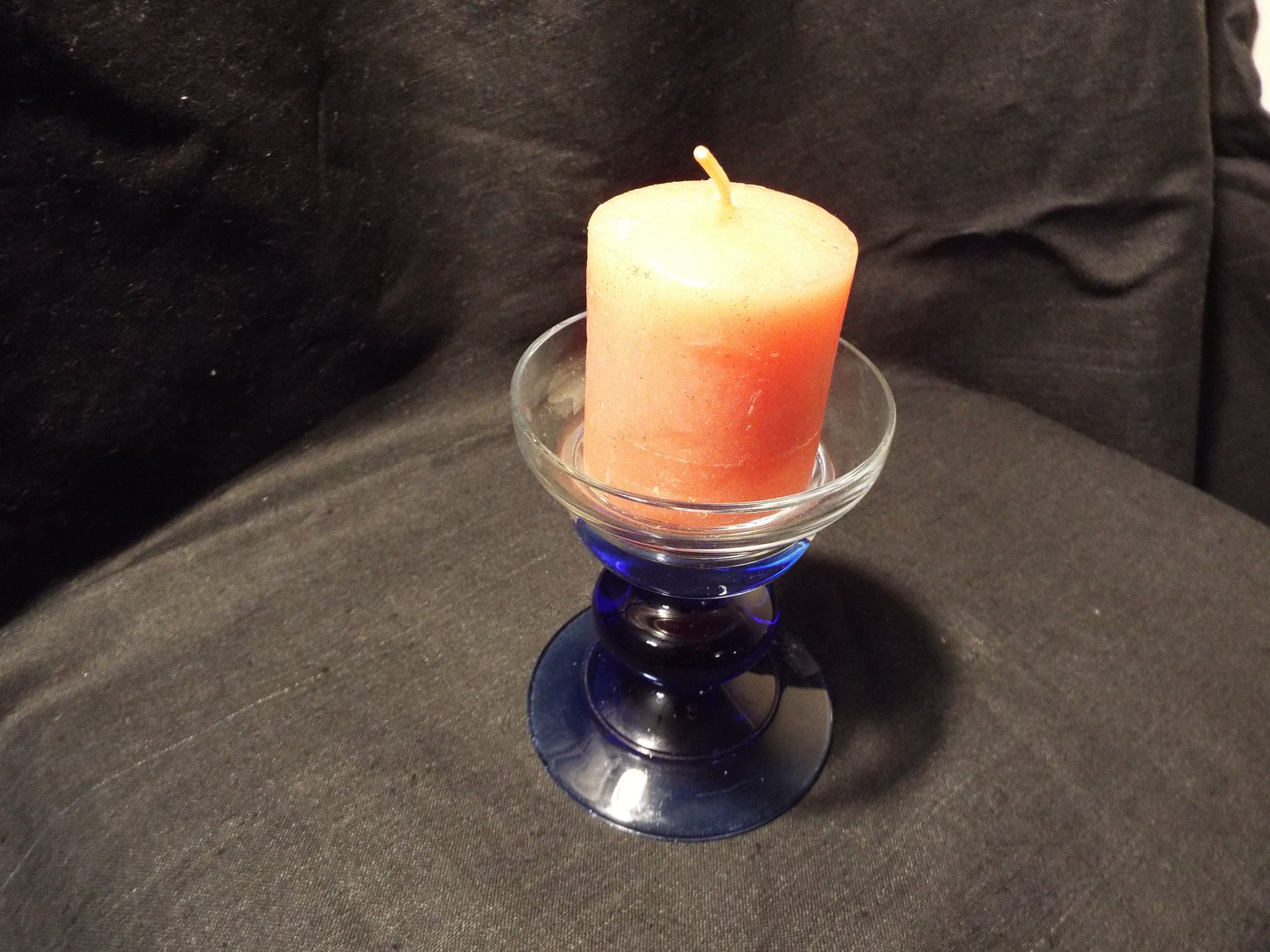 Vintage Candle Stick Holder, Glass Candlestick, Vintage Glass Candle