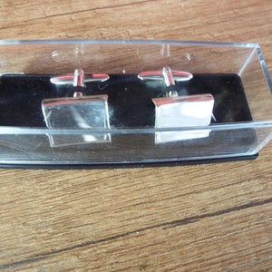 Chrome Cufflinks in box, sleeve buttons, non-personalized cufflinks