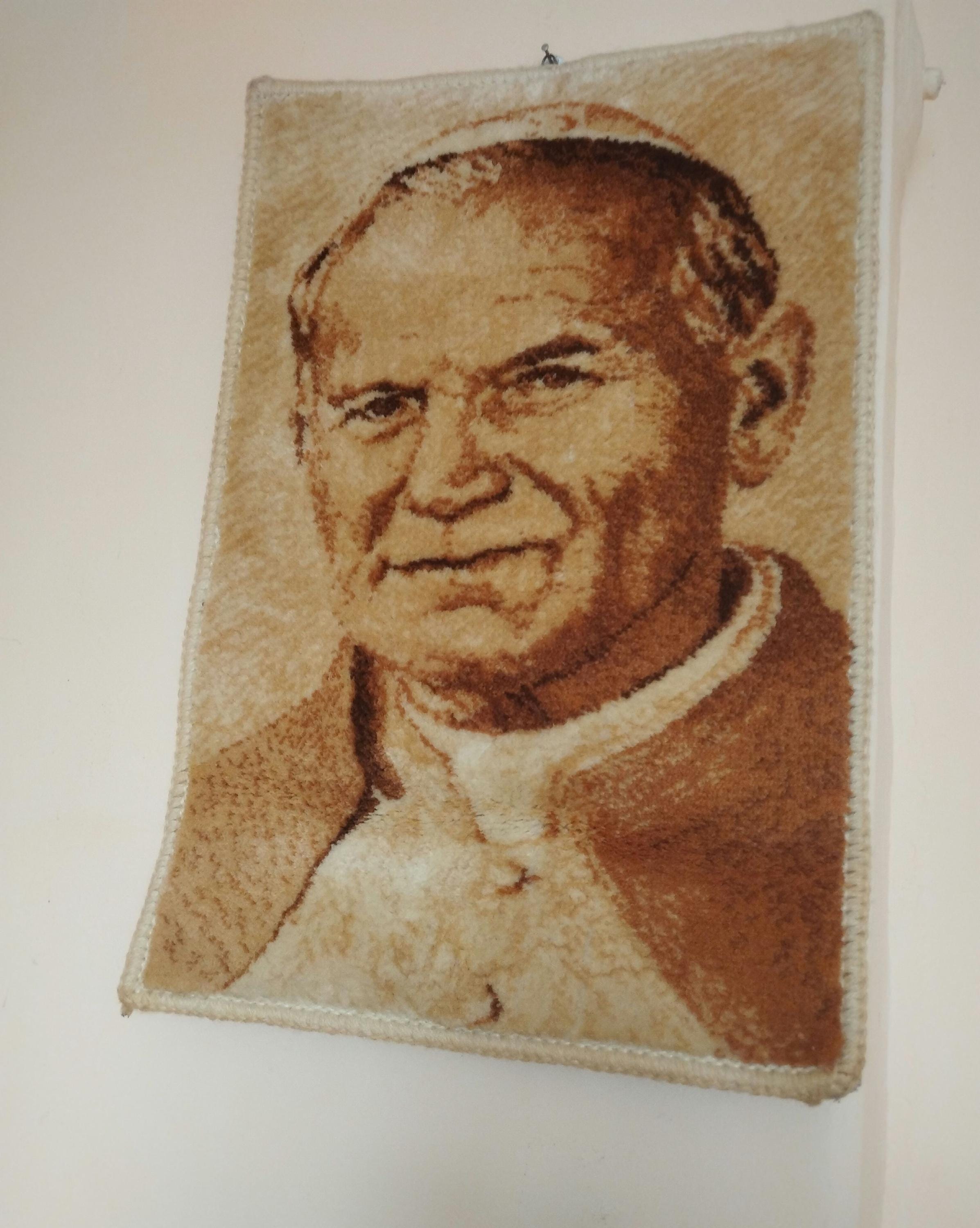Vintage Wall Tapestry  Catholic Wall Decor Art -Pope John Paul II . Persian Rug