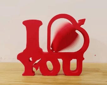 Personalized 3D Printed Rotating Heart Figure, Valentine's Day Gift