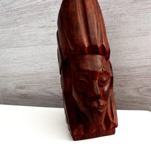 Hand geschnitzte Sandelholz Mann Kopf Büste - Vintage Skulptur