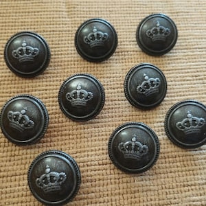Set of 9 large  Vintage Antique silver Metal Buttons, Set for suit, jacket, blazer, or sport coat. High quality