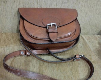 Vintage Brown Leather Crossbody Bag: POLO Boho Shoulder Bag
