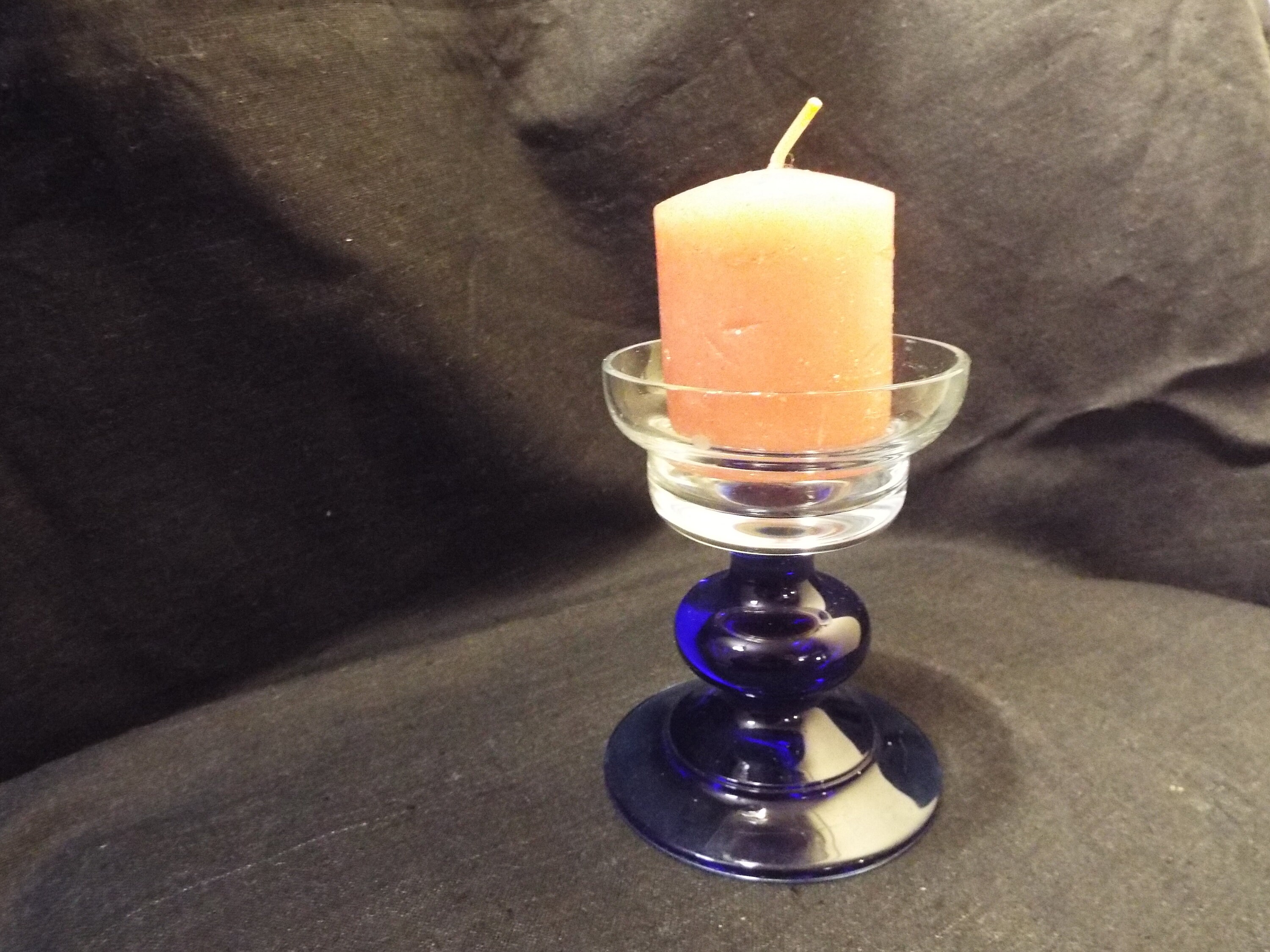 Vintage Candle Stick Holder, Glass Candlestick, Vintage Glass Candle