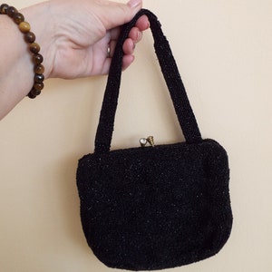 Vintage Evening bag, Ladies evening bag, Walborg hand beaded bag, made in Belgium, 1960s, Dress purse, Black bag