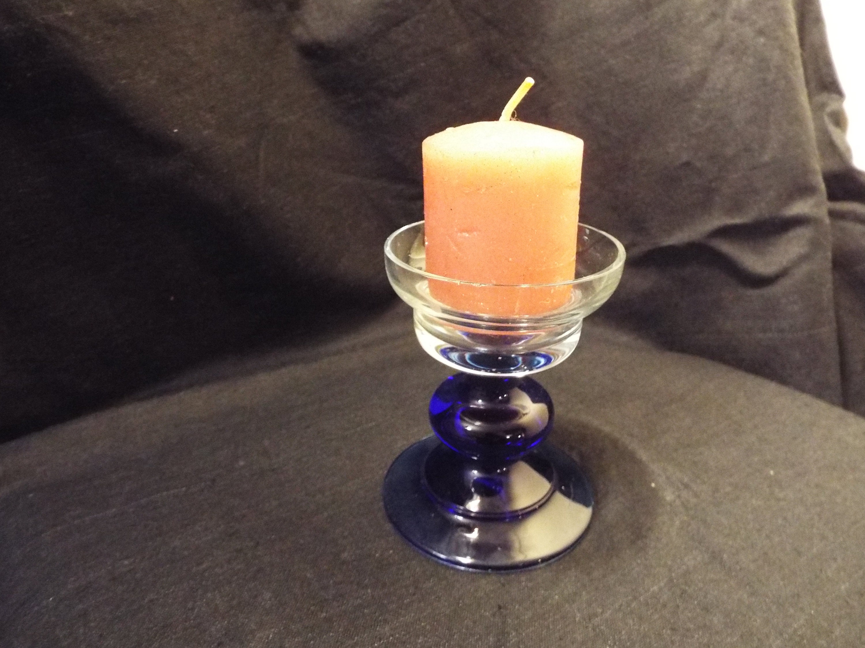 Vintage Candle Stick Holder, Glass Candlestick, Vintage Glass Candle