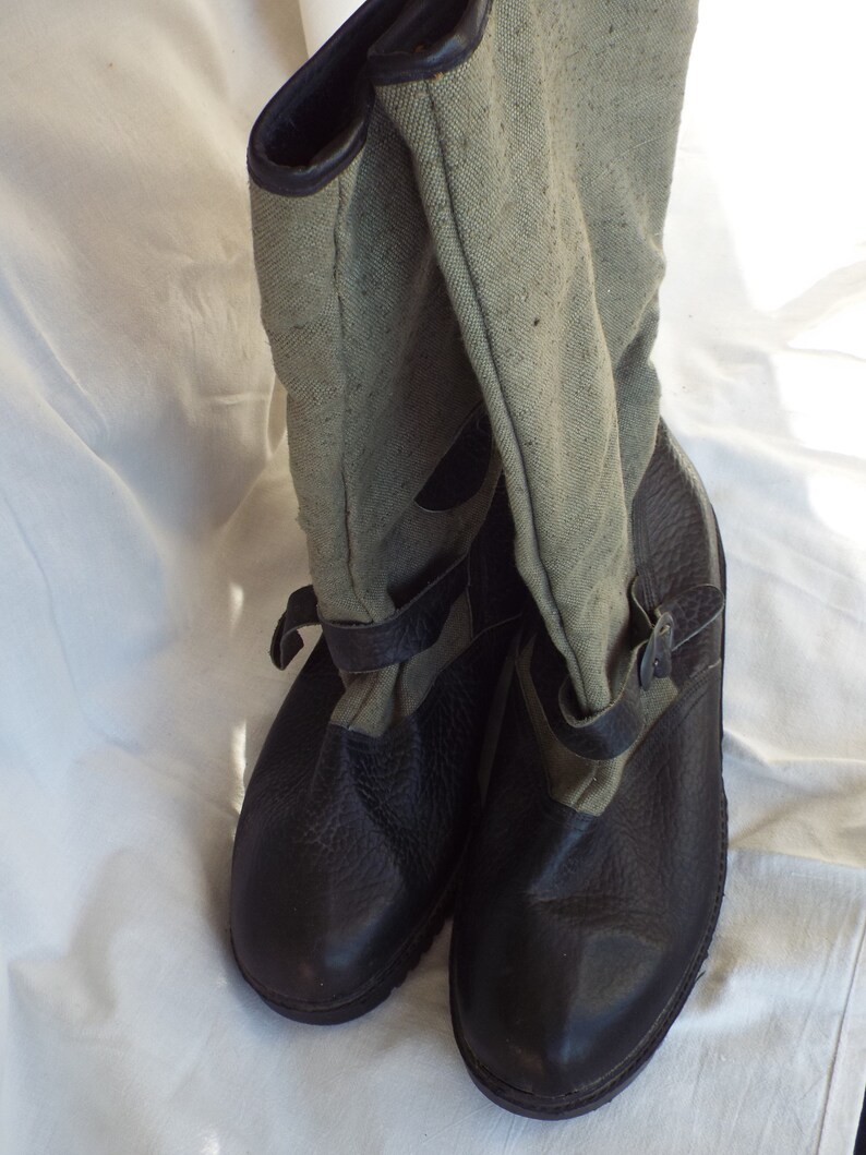 mens leather and canvas boots