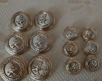 Vintage Gold Lion Blazer Buttons - Set of 12