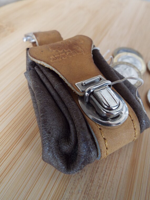 Porte-monnaie De Ceinture Ancien En Cuir Noir - Années 40/50, Bon état, 17x16 Cm