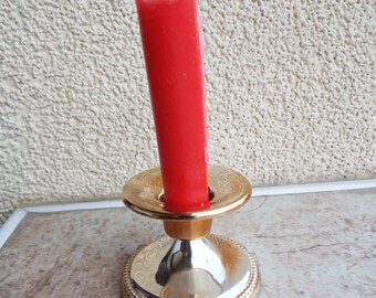 Candelabro de latón vintage: base ovalada de metal