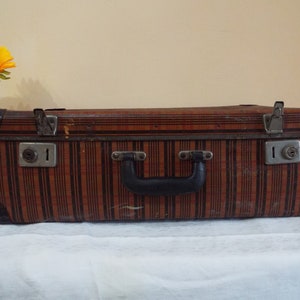 Vintage Koffer, Alter Koffer, Pappkoffer, Karierter Dekor Koffer, Reisekoffer, Vintage Gepäck, Antiker Koffer, Art Dekor