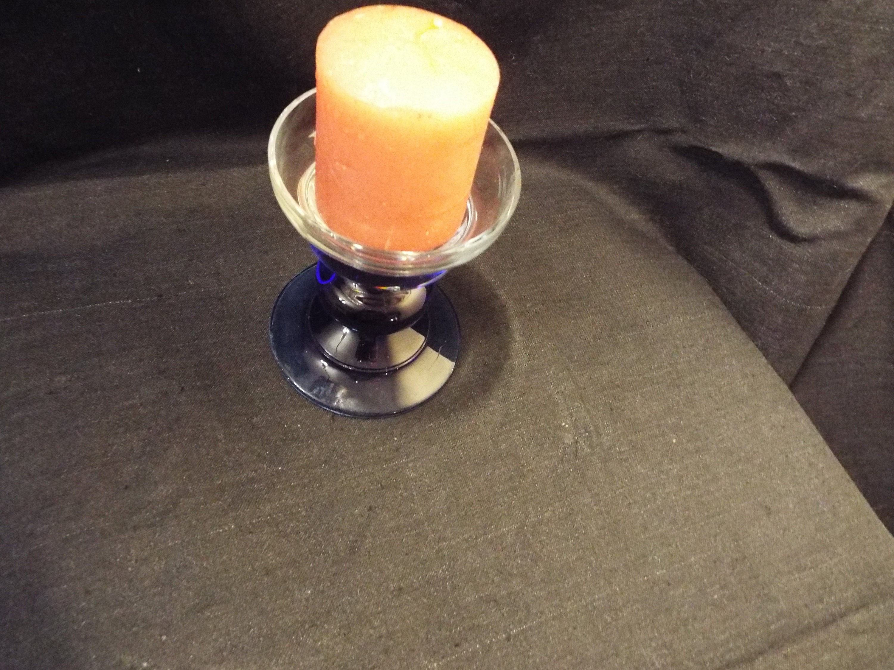 Vintage Candle Stick Holder, Glass Candlestick, Vintage Glass Candle