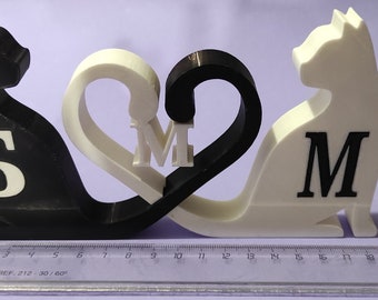 2 Cats in love , personalized - 3D Figure