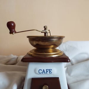 Vintage Porcelain Coffee Grinder, Antique Manual Coffee Beans Smashing Tool, Old Kitchen Decor,