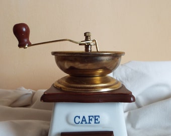 Vintage Porcelain Coffee Grinder, Antique Manual Coffee Beans Smashing Tool, Old Kitchen Decor,