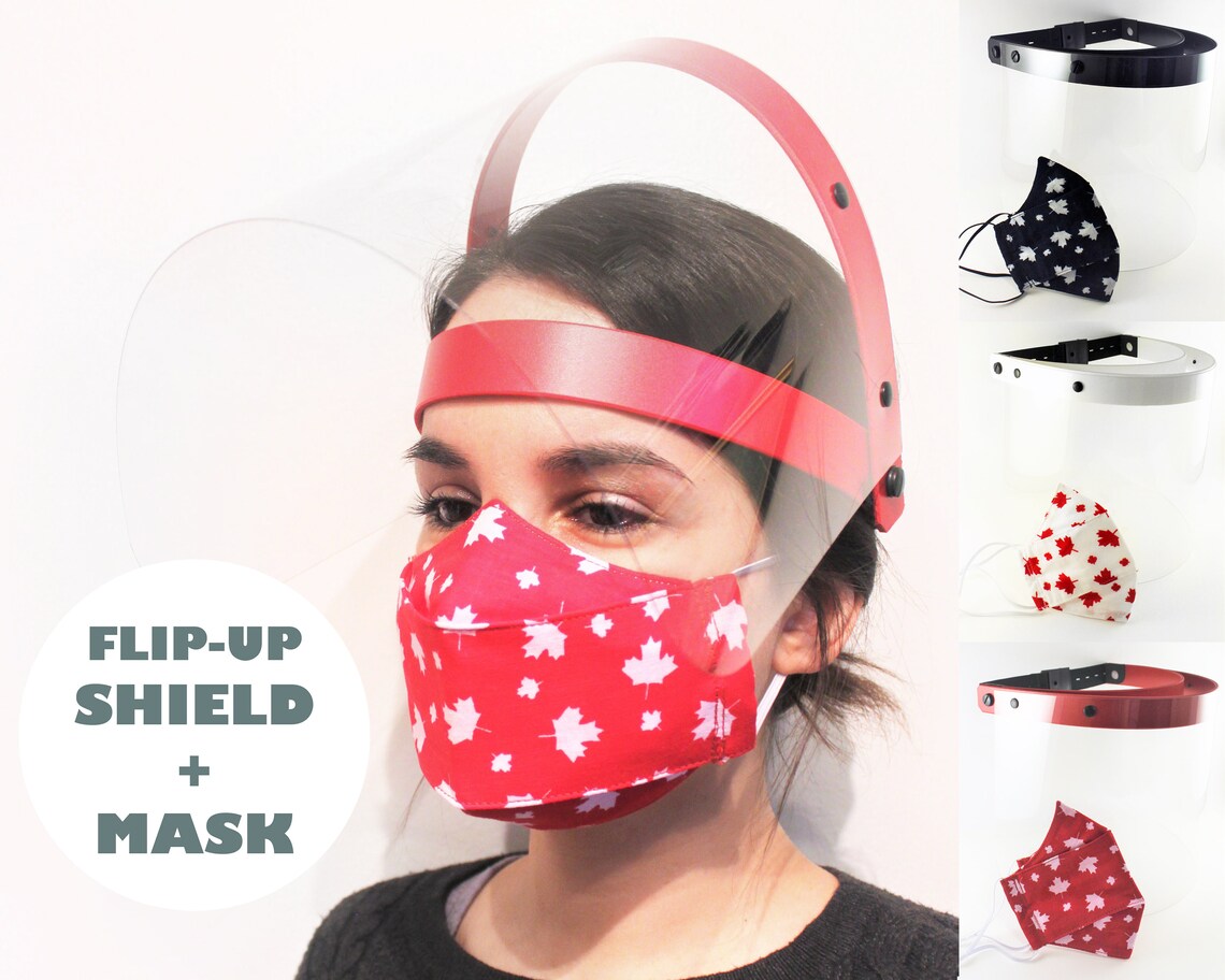 Canada Face Mask and Face Shield Set / Flip up Face Shield Etsy